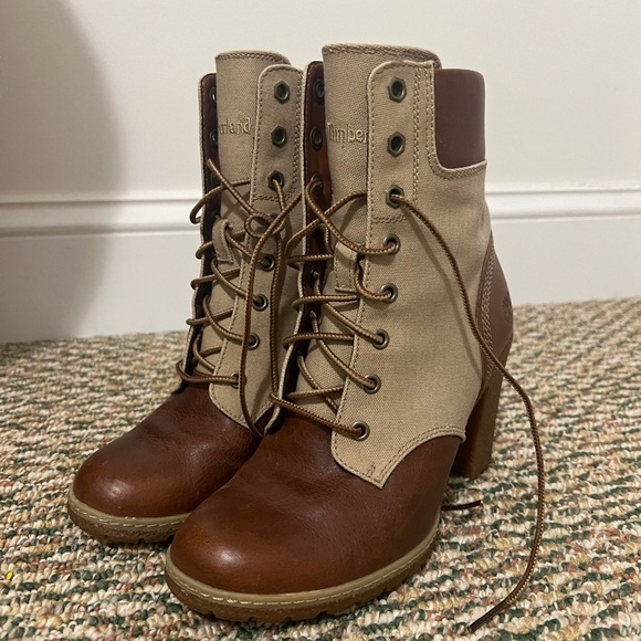Timberland Shoes - Timberland Glancy Canvas & Leather Heeled Boots